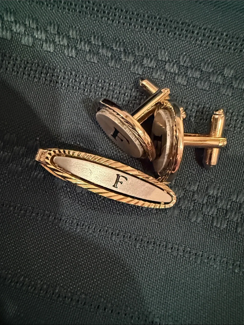 Monogram 'F' Gold-Tone Cufflinks and Tie Clip Set
